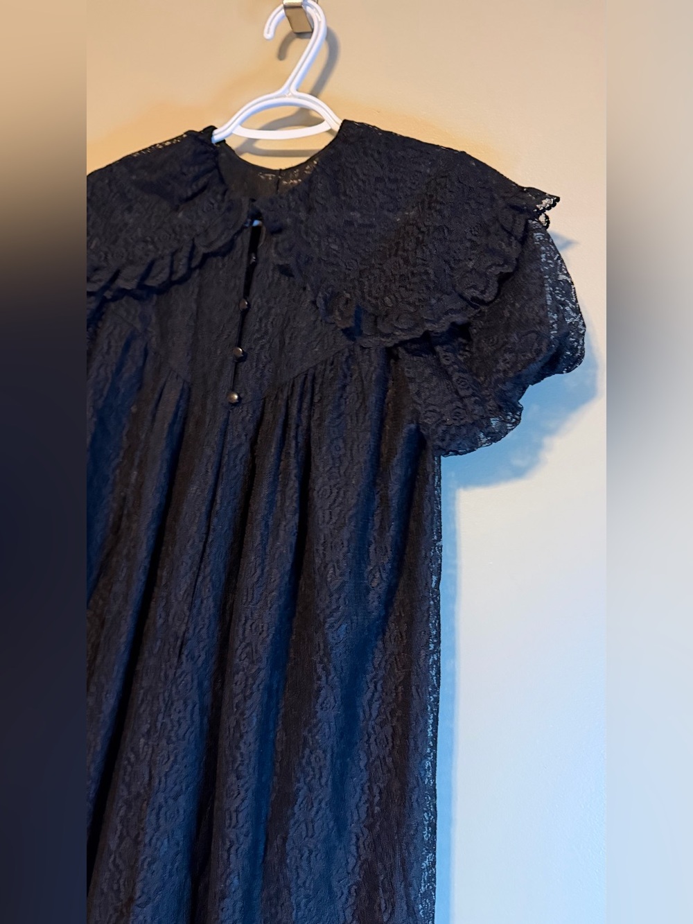 Vintage 70’s Ideal Lingerie Black All Over Lace Whimsigoth Cottagecore Cape - Picture 5 of 13